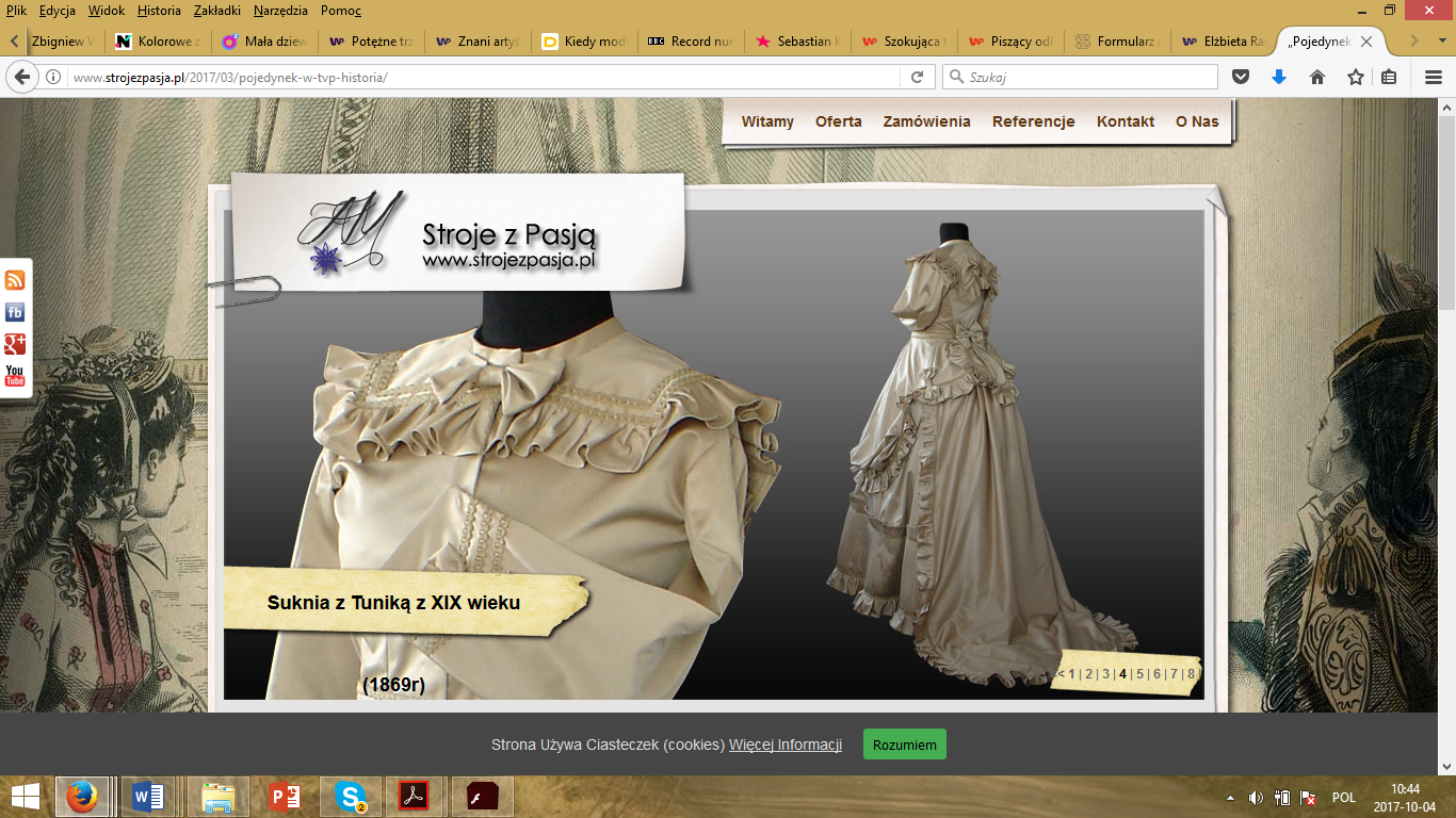 A print screen of Stroje z pasją site, the company which produced the historical costumes for the mentioned documentary.